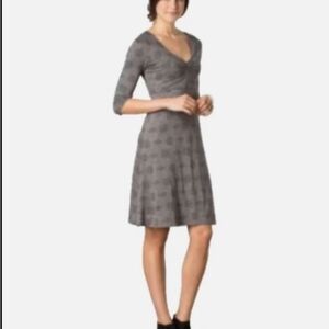 Toad&Co Rosalinda Charcoal Geometric 3/4 Sleeve Dress Size XL EUC